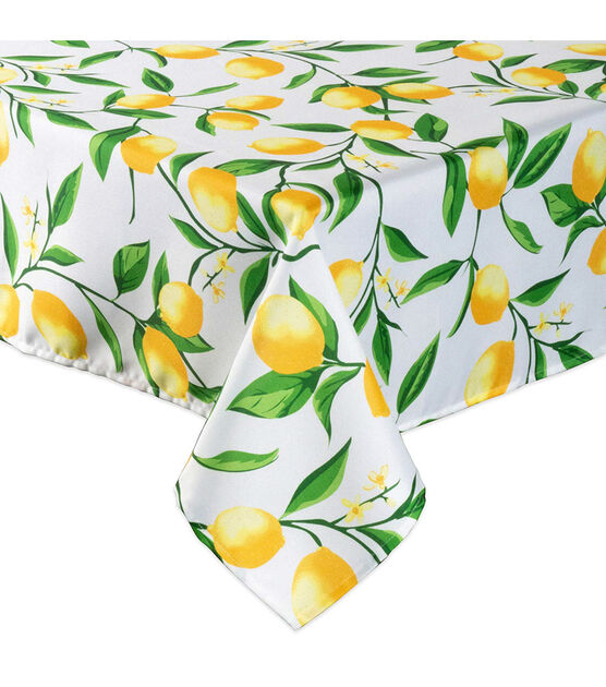 Design Imports Lemon Bliss Outdoor Tablecloth with Zipper 84", , hi-res, image 7