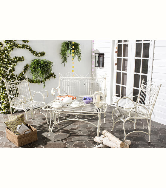 Safavieh 4pc Leah Antique White Outdoor Furniture Set, , hi-res, image 3