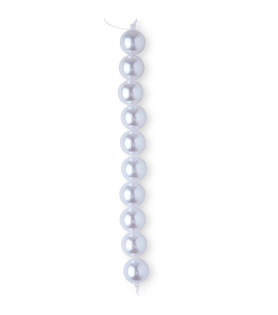 7" White Faux Pearl Bead Strand by hildie & jo, , hi-res, image 2