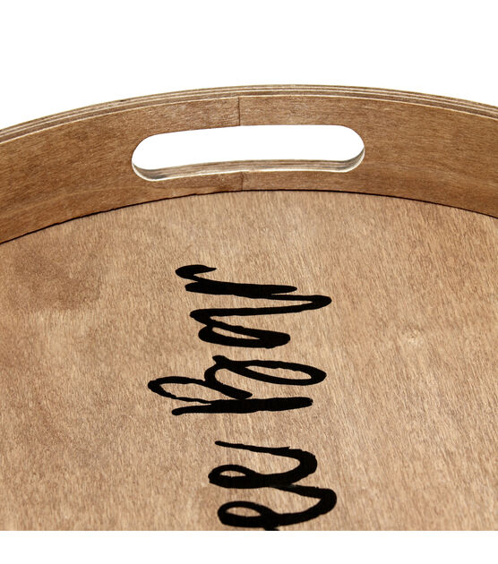 Elegant Designs 13.75" Round Wood Serving Tray w/ Handles, "Coffee Bar", , hi-res, image 5