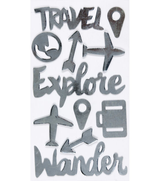 Jolee’s Boutique Metal Stickers Travel Words & Icons
