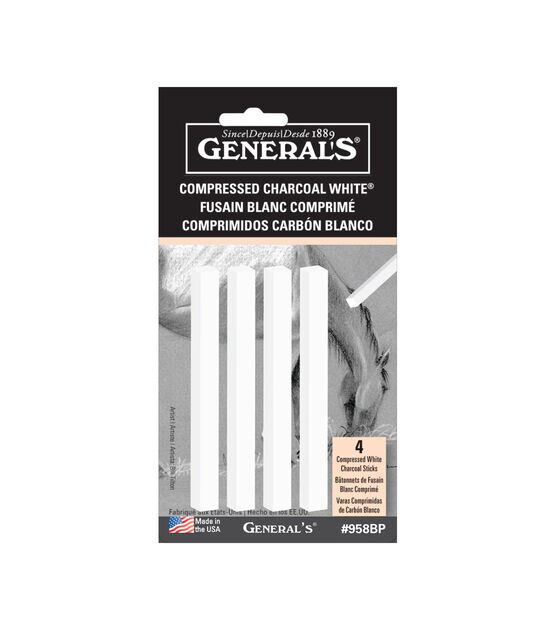 General Pencil Copressed White Charcoal Sticks 4Pk