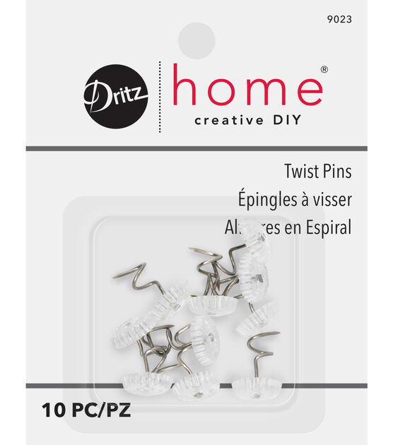 Dritz Home Twist Pins with Clear Heads, 10 pc
