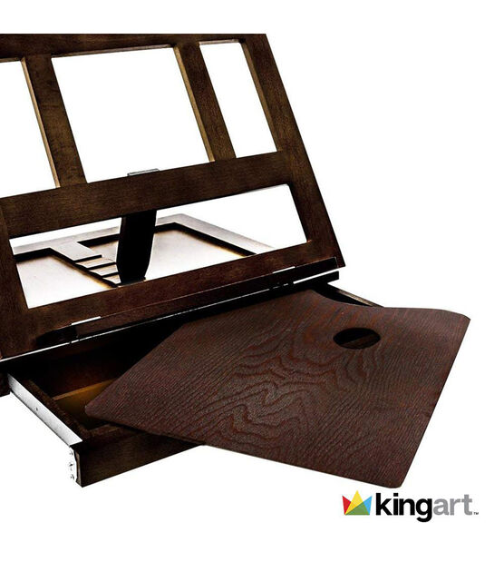 KINGART Adjustable Easel Stand with Drawer Espresso Finish