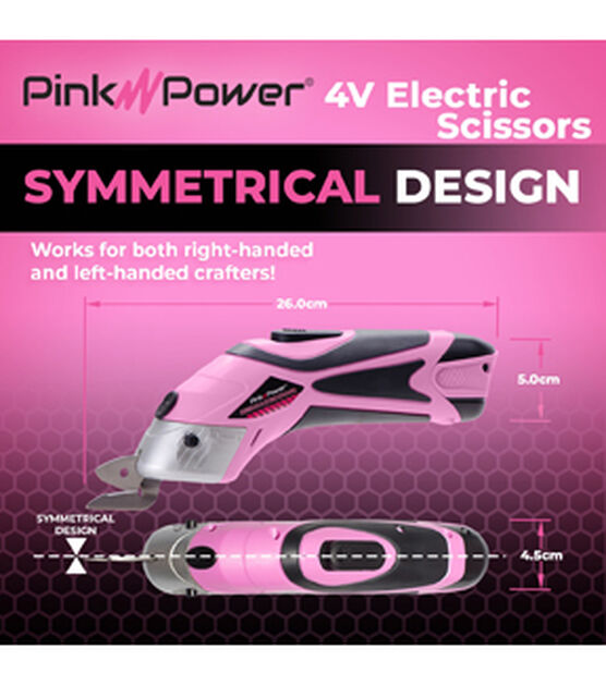 Pink Electric Cordless Fabric Scissors With 45mm Rotary Cutter