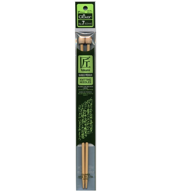 Clover 9" Bamboo Size 7 Single Point Knitting Needle Set