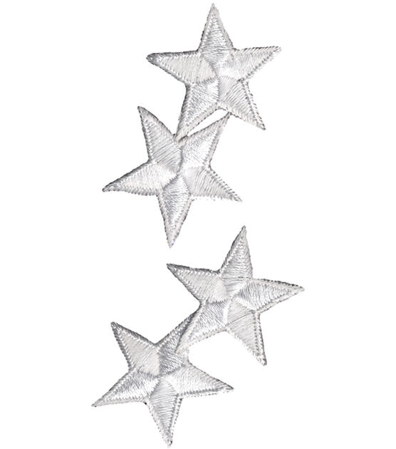 Wrights 1" White Star Iron On Patches 4pk