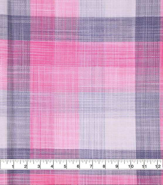 Cotton Shirting Fabric 42'' Pink & Blue Plaid | JOANN