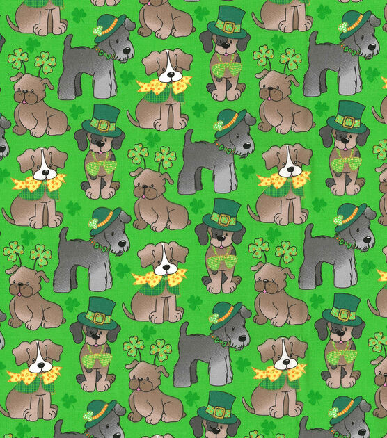 Fabric Traditions Glitter Pups St. Patrick's Day Cotton Fabric, , hi-res, image 2