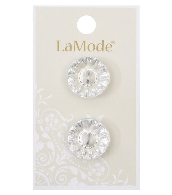 La Mode 3/4" Clear Crystal Flower 2 Hole Buttons 2pk