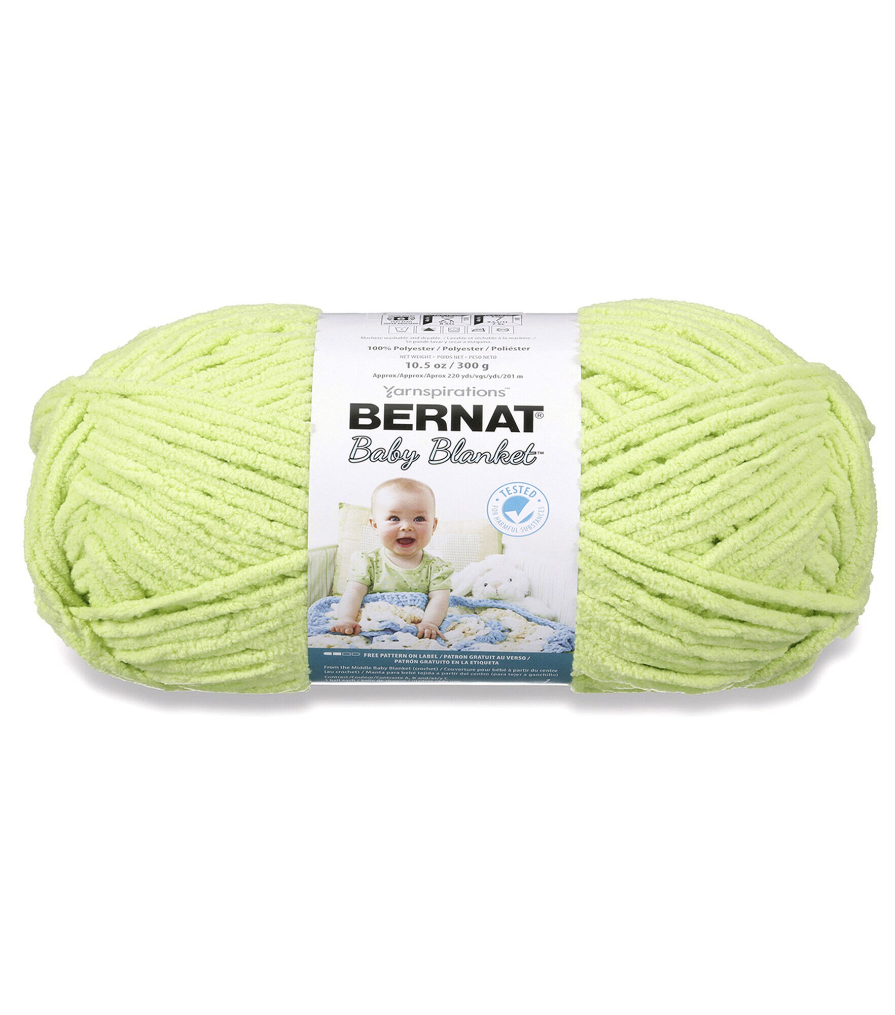 Bernat Baby Blanket Solid 220yds Super Bulky Polyester Yarn, Lemon Lime, hi-res