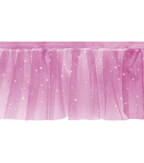 Simplicity Sparkle Tulle Trim 3.5'' Pink, , hi-res, image 2