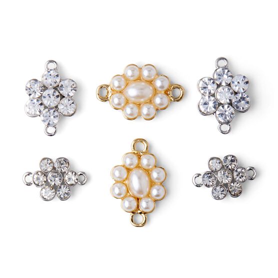 6ct Silver & Gold Pearl & Crystal Cluster Charms by hildie & jo, , hi-res, image 2