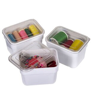 Four Part Storage Container with Handle 7-1/4 x 5 x 2 3/8 inches