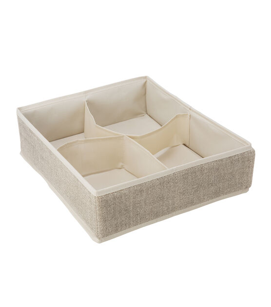 Simplify 14" Faux Jute 4 Compartment Drawer Organizer