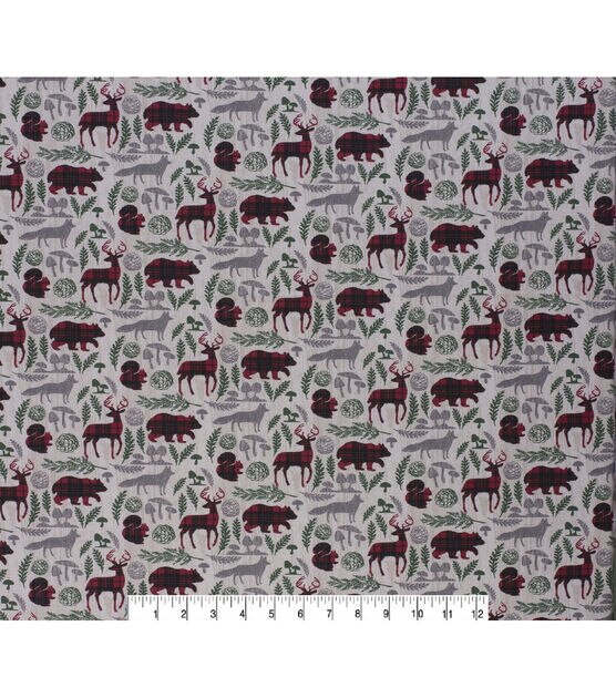 Woodland Animals & Leaves Christmas Cotton Fabric, , hi-res, image 2