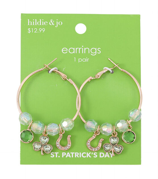 2.5" St. Patrick's Day Clover & Horseshoe Earrings by hildie & jo