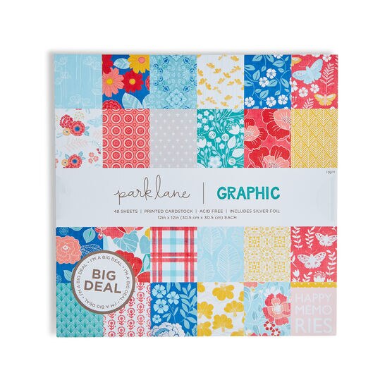 48 Sheet 12" x 12" Graphic Cardstock Paper Pack by Park Lane