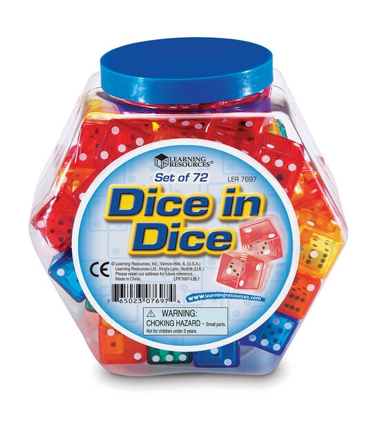 Learning Resources 72ct Multicolor Dice in Dice Bucket, , hi-res, image 3