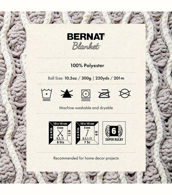 Bernat Blanket #6 Super Bulky Polyester Yarn, Sea Gull Gray 10.5oz/300g, 220 Yards (4 Pack)