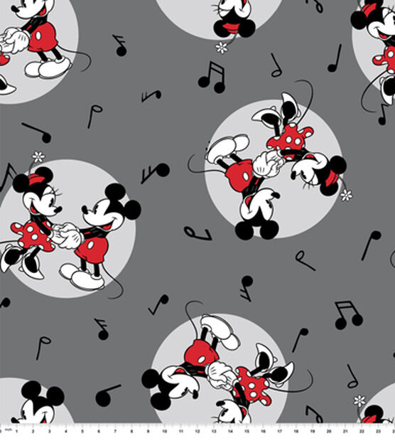 Mickey Minnie Vintage Badge Fleece Fabric