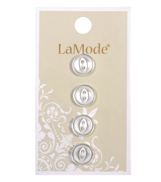 La Mode 7/16" White Fisheye 2 Hole Buttons 4pk