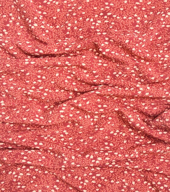 Red Laurel Vines Silky Crepe Fabric | JOANN
