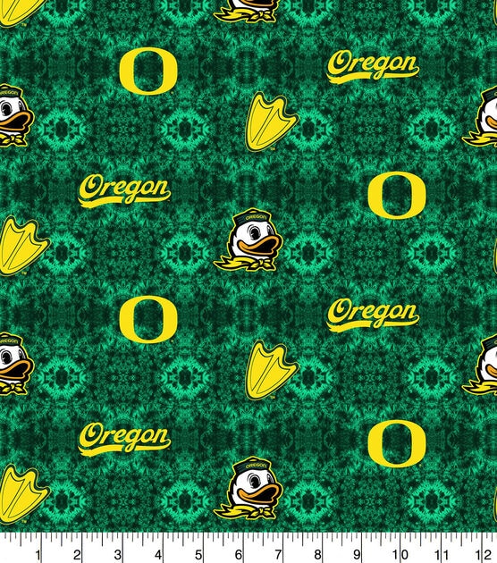 University of Oregon Ducks Flannel Fabric Tie Dye