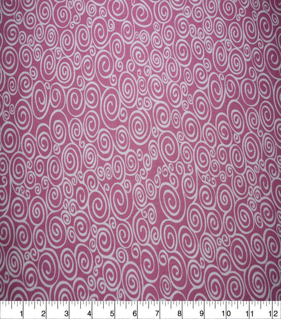 White Swirls on Pink Quilt Cotton Fabric by Quilter's Showcase, , hi-res, image 2