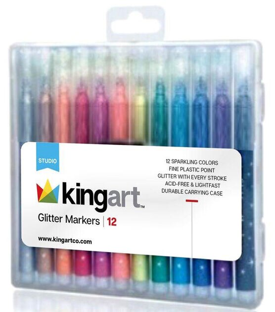 KINGART Studio Glitter Marker Set Bundle 14 Pc., , hi-res, image 5