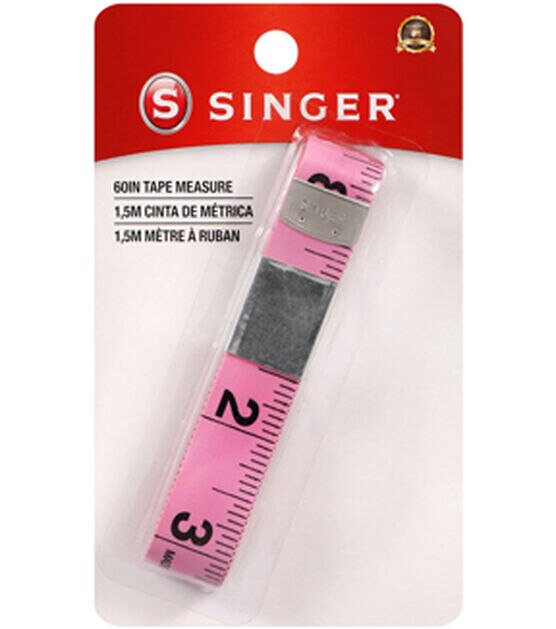 5' Sewing Tape Measure Fiberglass - U.S. and Metric - Pink with Black