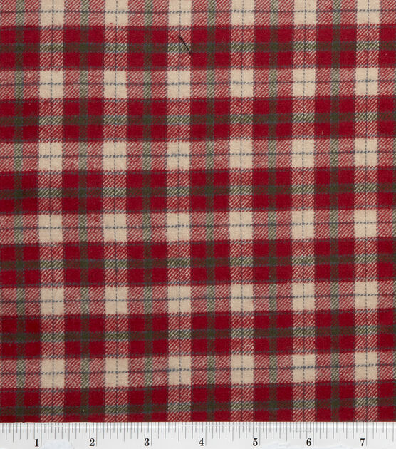 Fashion Flannel Shirting Fabric Red & Beige Classic Check