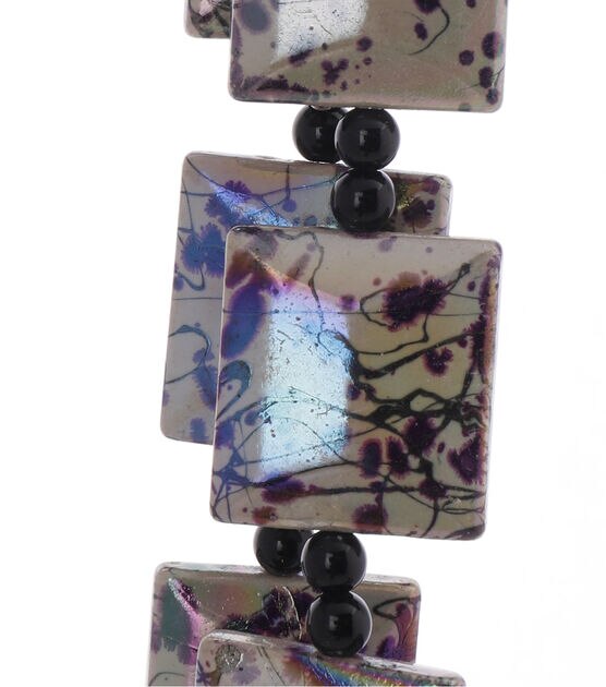 26mm Iridescent Purple & Teal Square Plastic Bead Strand by hildie & jo, , hi-res, image 2