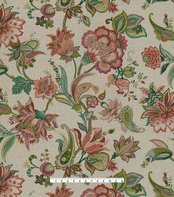 P KAUFMANN CARNATION SANDSTONE EMBROIDERED FLORAL STRIPE FABRIC BY YARD  57W