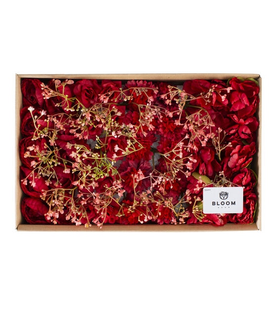 15" x 3" Red & Burgundy Boxed Flowers 50ct by Bloom Room
