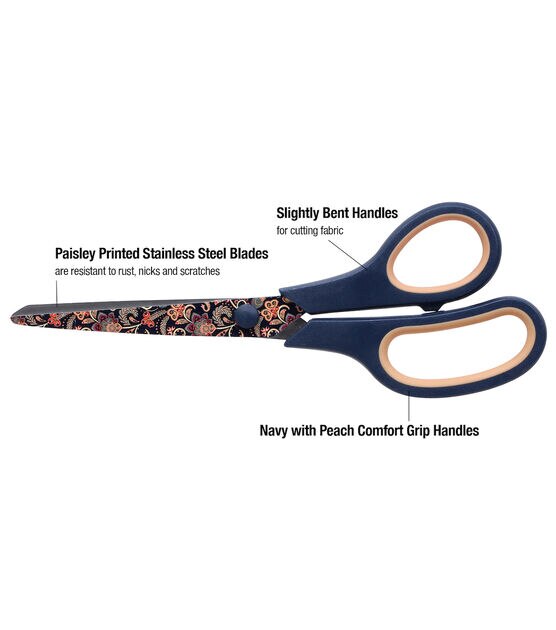 Singer 8.5” Fabric Scissors and 5.5” Detail Craft Scissors with Paisley Polka Dot Prints