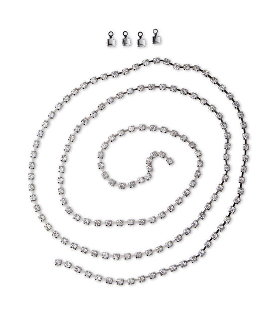 36" x 4mm Silver Cup Chain Necklace With Rhinestones by hildie & jo, , hi-res, image 2
