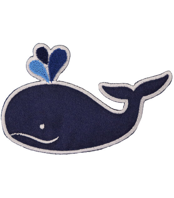 Simplicity 3.5" Embroidered Whale Iron On Patch, , hi-res, image 2
