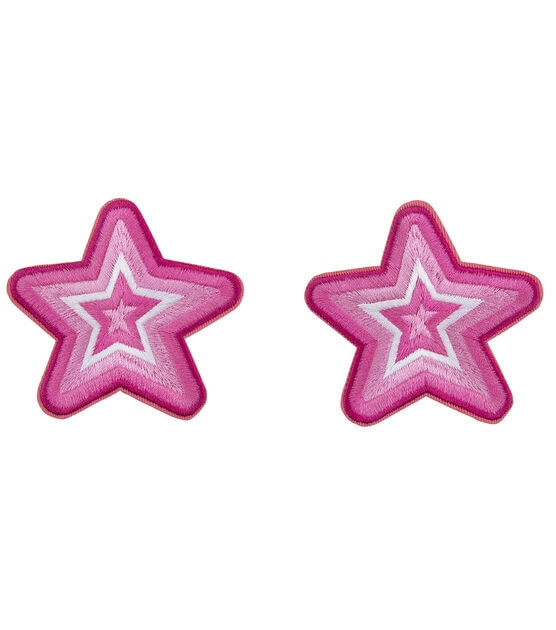 3" x 3" Pink Star Iron On Patches 2ct by hildie & jo, , hi-res, image 2