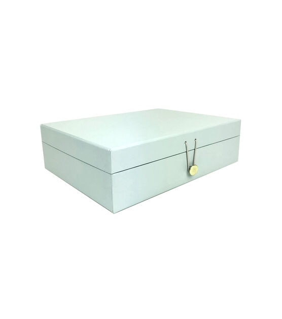 10" Light Teal Rectangle Box With Button Closure