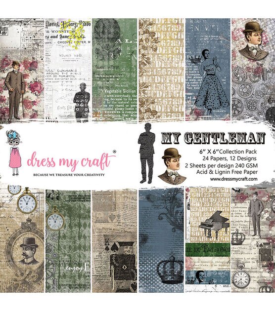 Dress My Crafts Single Sided Paper Pad 6''X6'' 24 Pkg The Gentleman