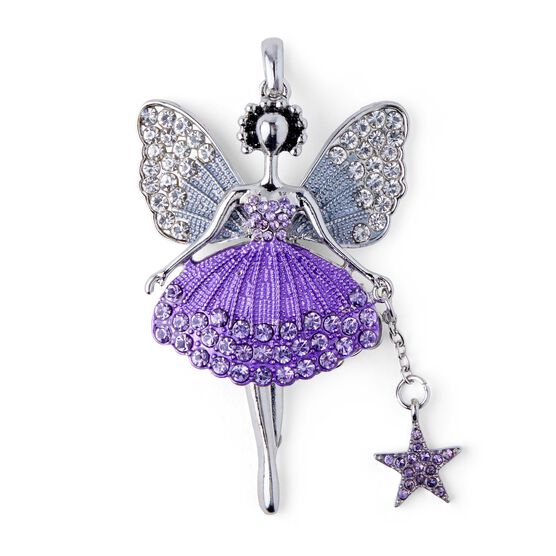 3" x 1.5" Silver & Purple Fairy Pendant by hildie & jo, , hi-res, image 2