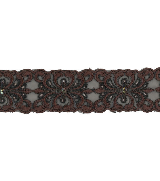 Wrights Sheer Band Trim with Beads 1.5'' Brown, , hi-res, image 2
