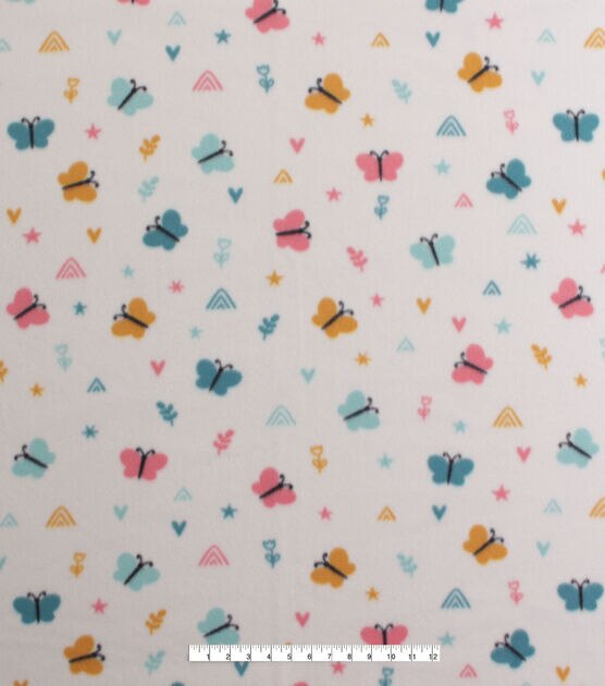 Pastel Butterflies & Geometrics Blizzard Fleece Fabric, , hi-res, image 2
