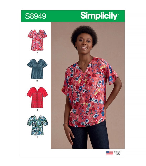 Simplicity S8949 Size 4 to 20 Misses Blouses Sewing Pattern