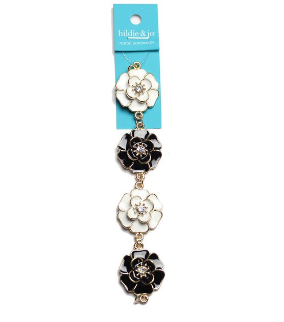 7" Black & White Metal Flower Strung Beads by hildie & jo
