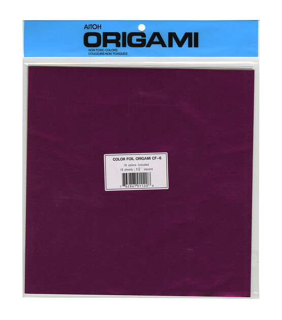 Origami Paper 9.75"X9.75" 18 Pkg Assorted Colors Foil