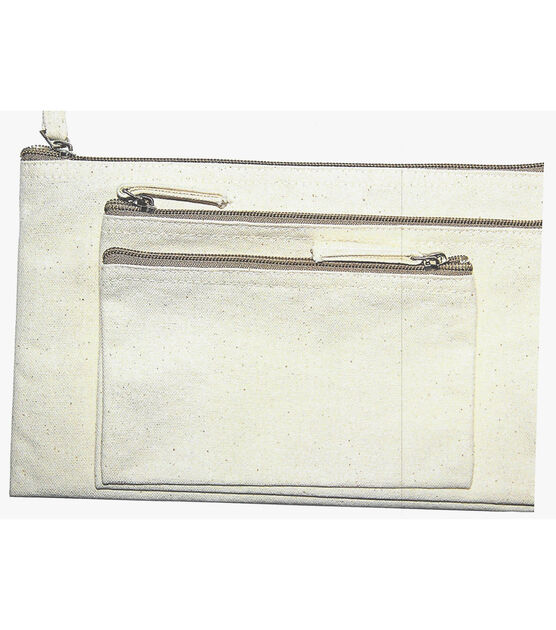 Zipper Bag Set of 3 Natural, , hi-res, image 1