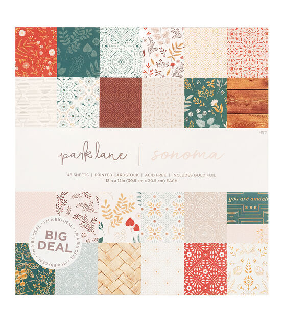 48 sheet 12" x 12" Sonoma Cardstock Paper Pack by Park Lane