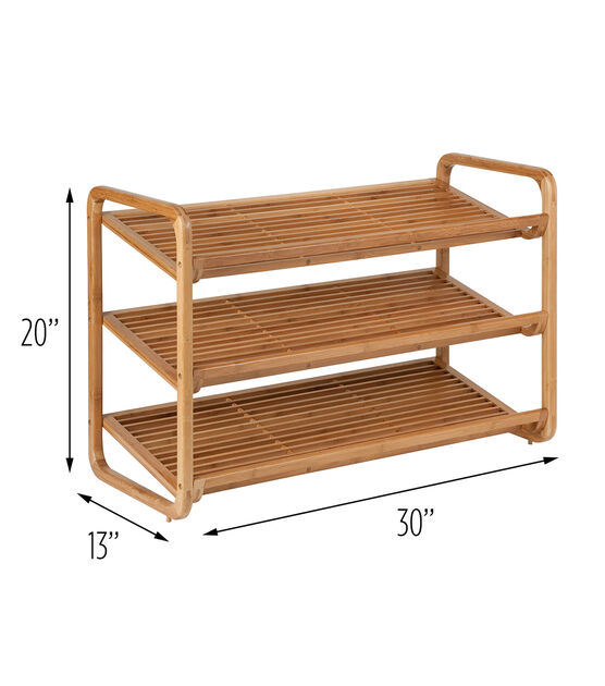 Honey Can Do 20" x 30" Natural Bamboo 3 Shelf Shoe Rack, , hi-res, image 6